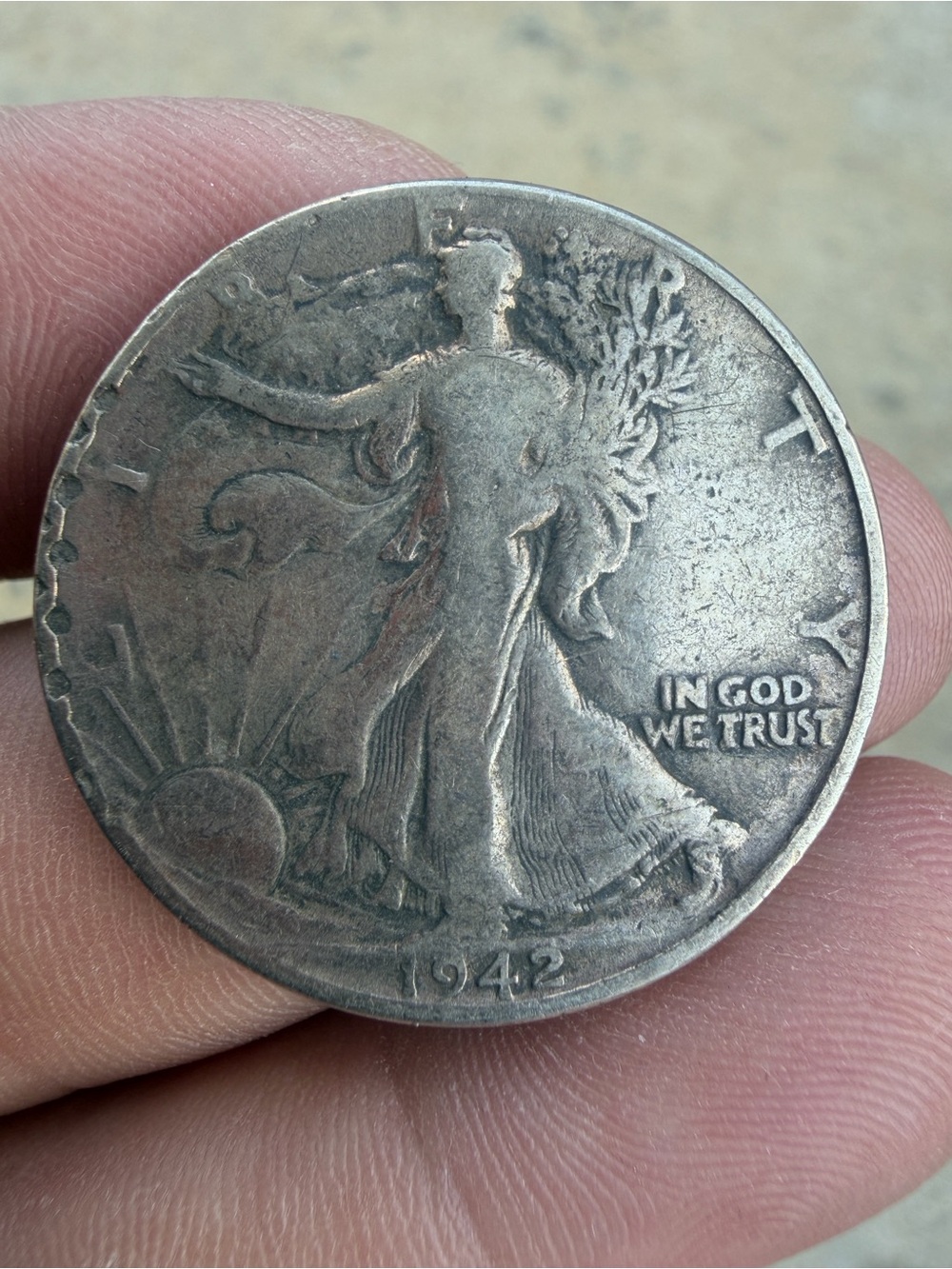 Vintage 1942 Silver Walking Liberty Coin Pendant - 90% silver